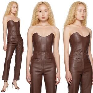 Miaou | NWT Brown Vegan Leather Set Junior Pant Leia Corset L